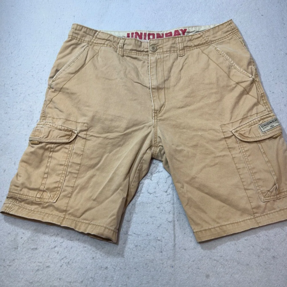 Unionbay Cargo‎ Shorts Mens 38 Tan Khaki Good Cotton Utility Pockets Relaxed